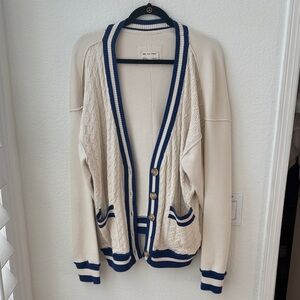 We The Free Cream and Navy Cardigan